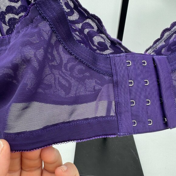 Cacique 42DDD Underwire purple Lace Bra French Coverage - Picture 6 of 7
